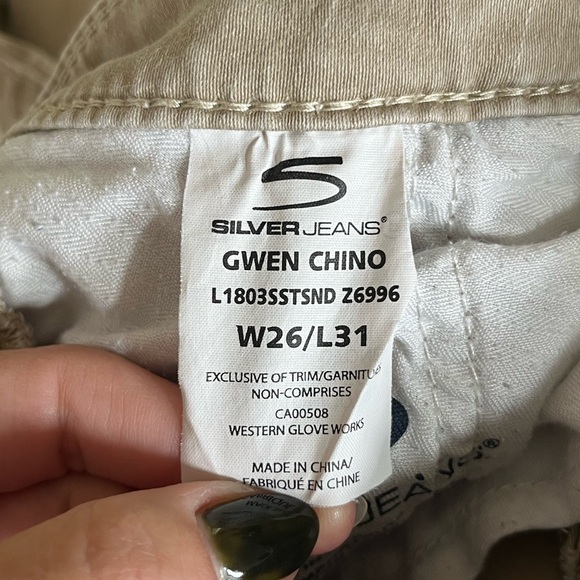 Silver Jeans Gwen Chino Skinny Fit Khaki Pants Size W 26/ L31 - Picture 6 of 8